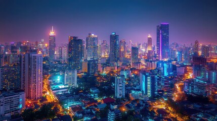 Obraz premium Bangkok Cityscape at Night