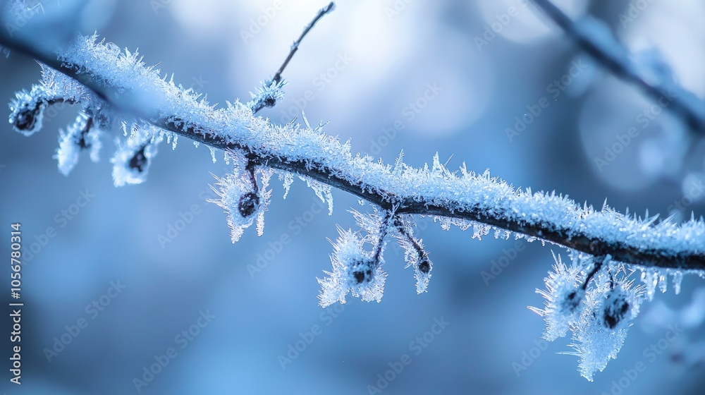 Poster snow and ice by a tree branch