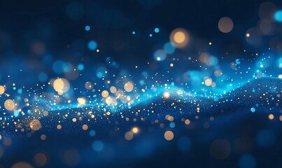 A mesmerizing abstract background featuring luminous dots and shimmering light in a deep blue cosmic space