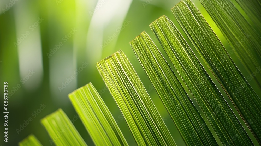 Poster textured tropical palm leaf creating a macro natural background