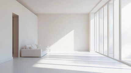 Fototapeta premium Empty white living space suitable for a living room or bedroom setup