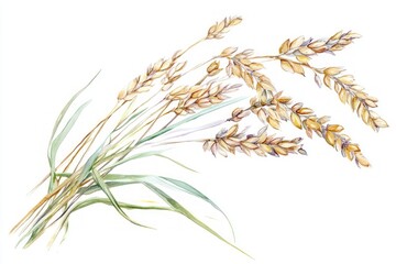 Watercolor Wheat Ears