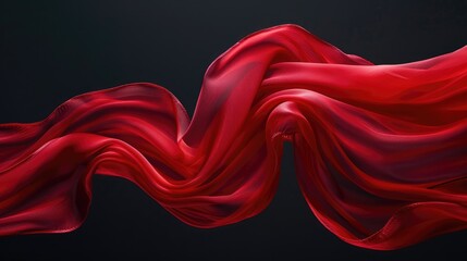 Flowing Red Silk Scarf on Black Background: Elegant Fashion Magazine Design
