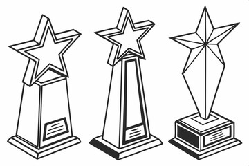 Collection of colorful crystal glass trophies