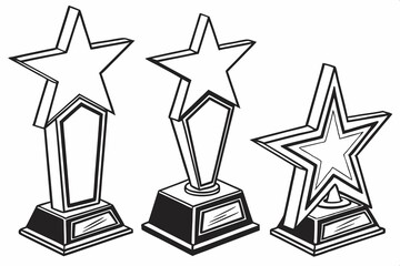 Collection of colorful crystal glass trophies