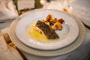 Seared Fish with Herb-Infused Oil and Roasted Vegetables