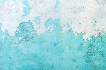 Soft blue and white concrete pattern perfect for warm season backgrounds. Retro-style cement and sand surface. Bright cyan artistic wall design, producing a beautiful mint green atmosphere