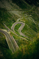 View of cars on Transfagarasan road in Fagaras Mountain.	
Transfagarasan famous curvy road in Romania. 