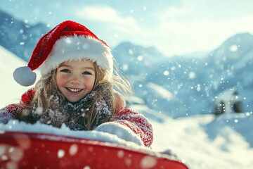 Girl in santa claus hat