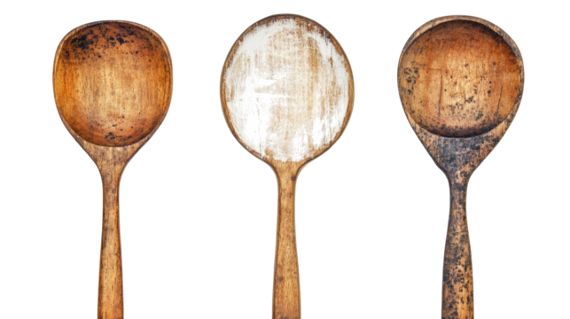 Wooden Spoons on Transparent Background Generative AI