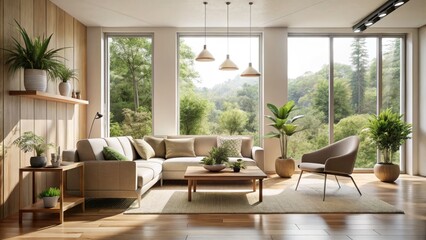 Minimalist Room with Natural Light, Clean Design, and Serene Atmosphere - Modern Interior Spaces, Bright Interiors, Simple Decor, Elegant Furniture, Open Layout, Soft Colors