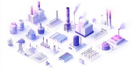 Fototapeta premium Isometric Industrial Complex Design