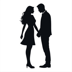 A couple are close each other vector silhouette