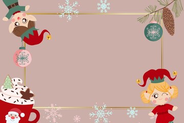 christmas greeting card and elf