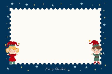 christmas greeting card with elf