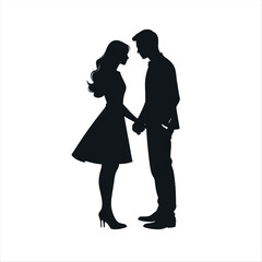 A couple are close each other vector silhouette