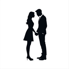 A couple are close each other vector silhouette