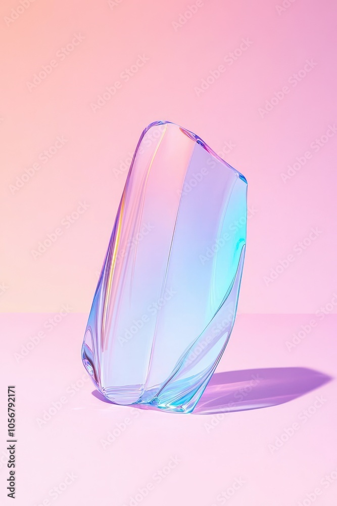 Poster translucent elegance a stunning glass sculpture reflecting light and color in abstract form