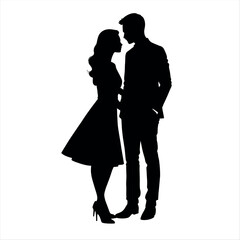 A couple are close each other vector silhouette