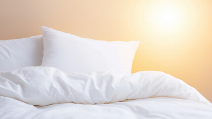 White Bed with Pillows and Duvet in a Cozy Room