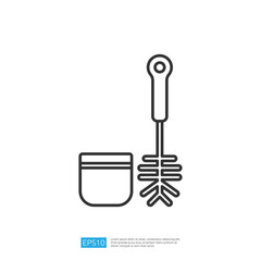Toilet Brush Cleaner Flat Vector Icon