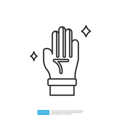 A minimalist line drawing of an open hand with a sparkling effect, symbolizing magic or a special gesture.