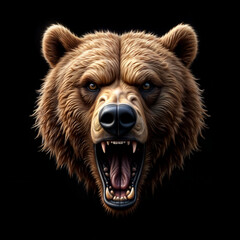 Fototapeta premium Wild grizzly bear. Image on a black background