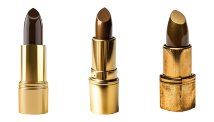 golden brown lipstick set  isolated on transparent or white background