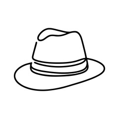 Elegant fedora hat icon. Black and white cartoon of a fedora hat. Vector illustration