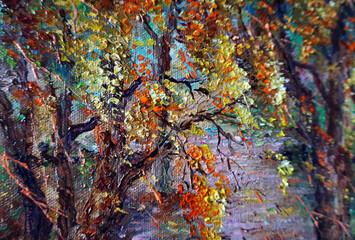 hand painted original impressionism oil painting  petal golden shower tree  garden     