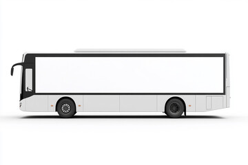 White Low-floor bus with blank side on white background