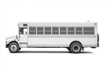 White school bus with blank side on white background