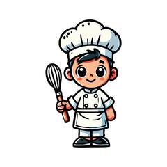 cute icon character little boy chef