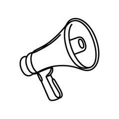 Hand drawn megaphone represents announcements, communication, and sharing information