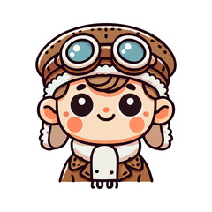 Obraz premium cute icon character child pilot