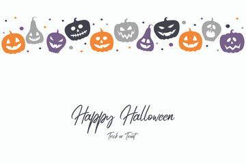 Background with creepy pumpkins. Halloween greeting card. Vector
