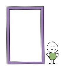 Angry stickman with empty board symbol. Vector