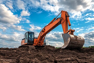 Excavator working at construction site 