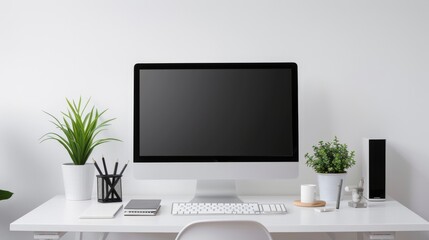 Fototapeta premium A clutter-free workspace with minimalist aesthetics and streamlined layout