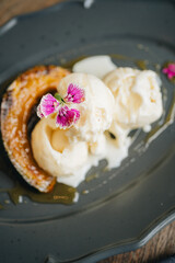 Vanilla ice cream with caramelized pumpkin