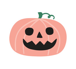 Cute pumpkin lantern. Halloween icon. Vector illustration