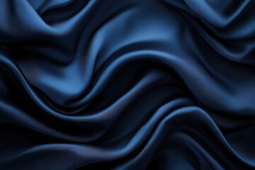 Obraz premium Elegant blue satin surface with subtle waves. Sophisticated dark navy fabric with graceful folds. Polished background perfect for your design. Serene flowing texture for creative expression