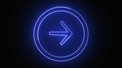 glowing neon Abstract beautiful neon arrow icon animation black background arrow icon