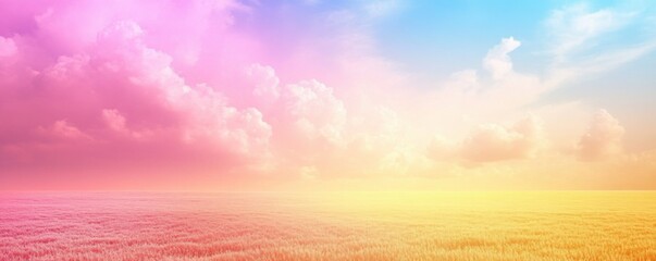 Obraz premium Tranquil Meadow Sunset with Warm Pastel Hues and Soft Horizon, Perfect for Nature, Peace, and Serenity Backgrounds