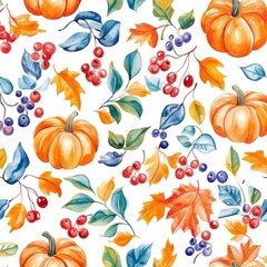 Autumn Watercolor Floral Pattern