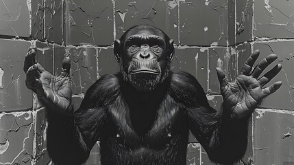 Monkey's silhouette in the dark.