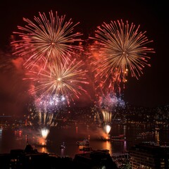 New Year fireworks display at night