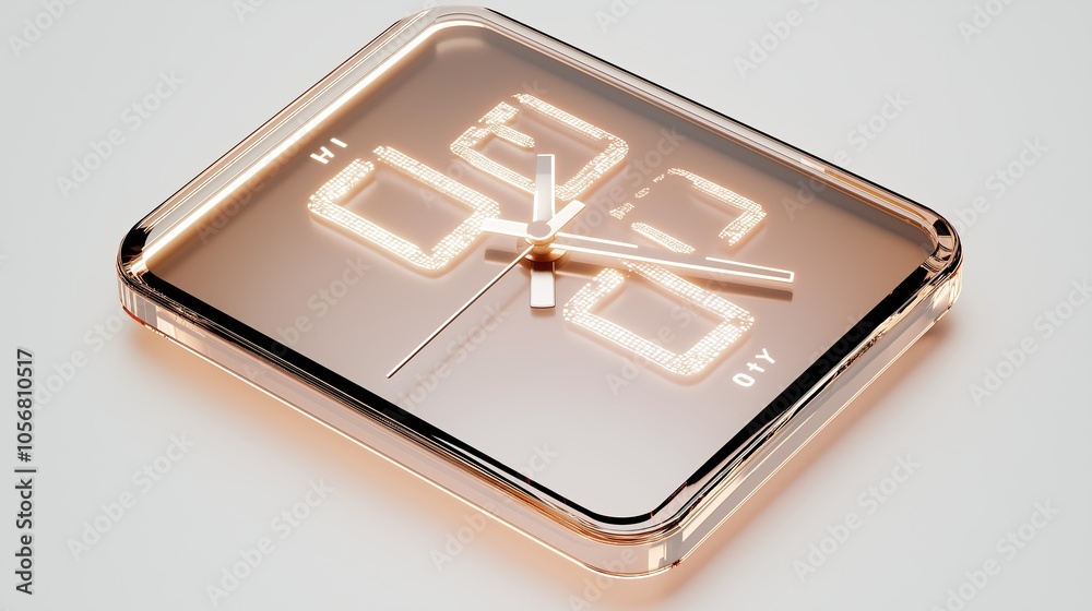Poster a clean digital clock display with large, minimalist numerals against a neutral background. --ar 16: