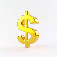3D gold Doller symbol icon isolated on white background,