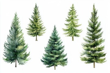 Watercolor Pine Trees Collection